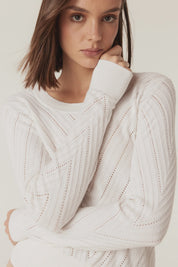 Cotton Cashmere Crew  Jumper - White