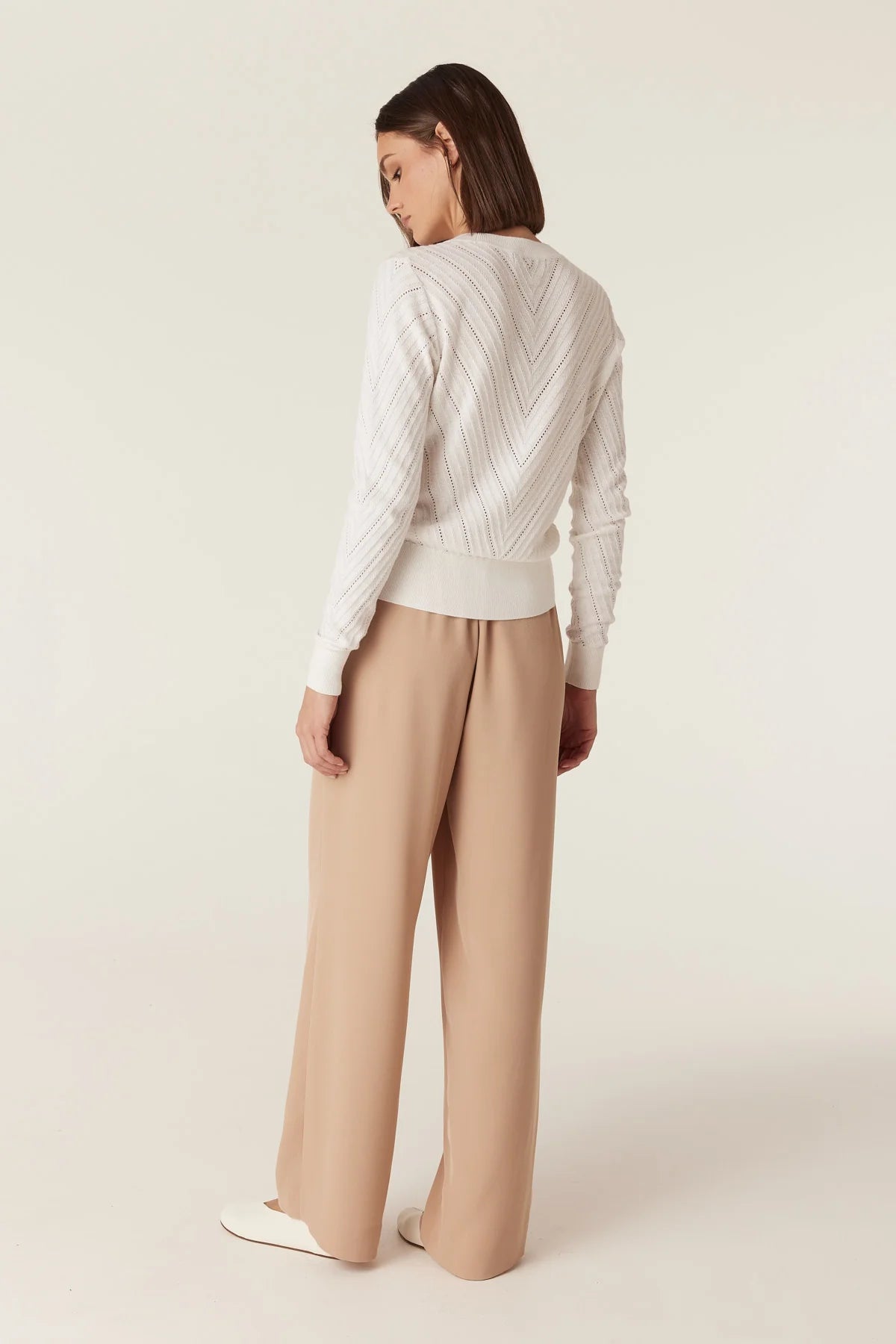 Cotton Cashmere Crew  Jumper - White