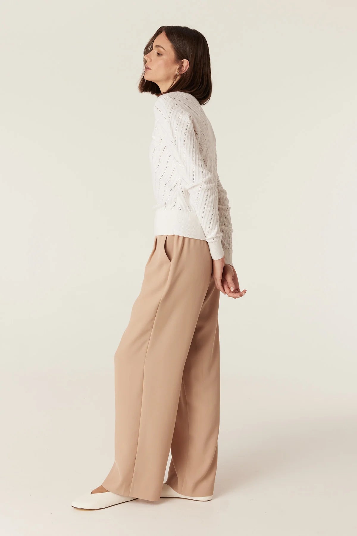 Cotton Cashmere Crew  Jumper - White