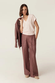Cotton Cashmere V Top - Pink