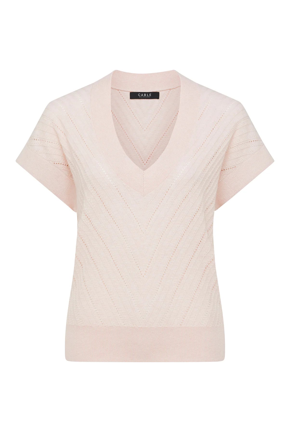 Cotton Cashmere V Top - Pink