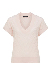 Cotton Cashmere V Top - Pink