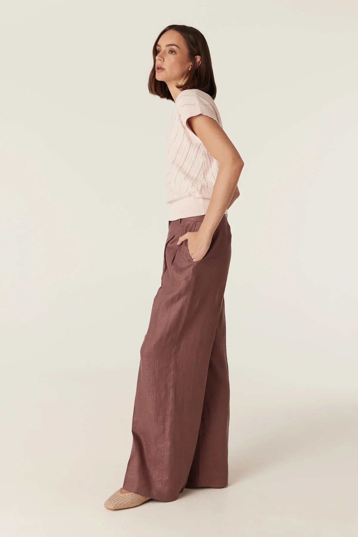 Cotton Cashmere V Top - Pink