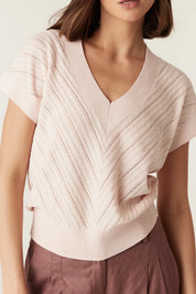Cotton Cashmere V Top - Pink