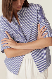 Cove Boxy Shirt -Blue Stripe