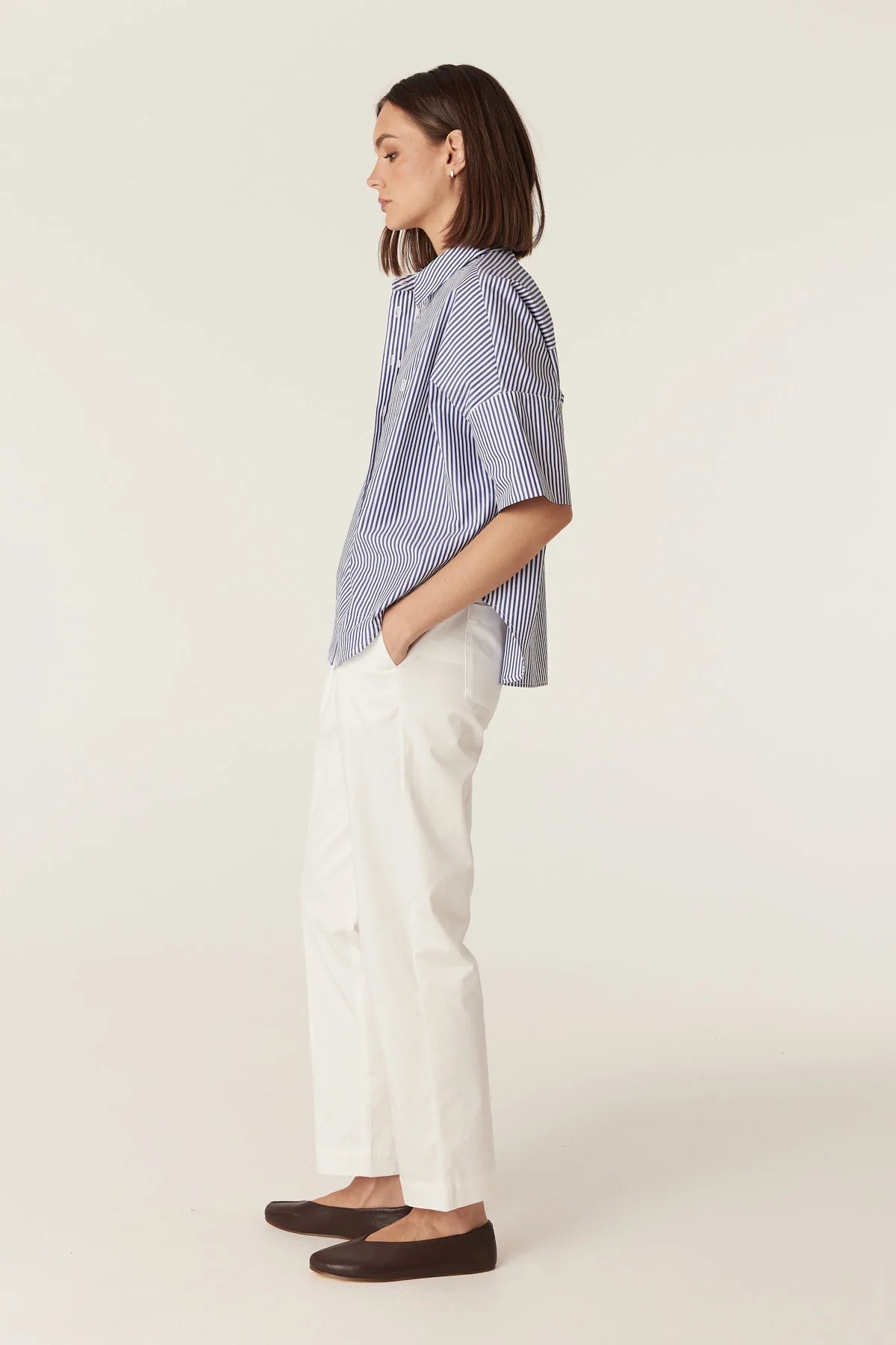 Cove Boxy Shirt -Blue Stripe