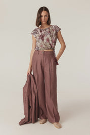 Evelyn Linen Pant -Berry