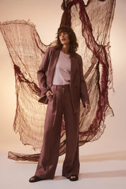 Evelyn Linen Pant -Berry