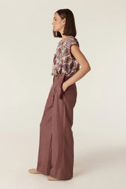 Evelyn Linen Pant -Berry