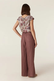Evelyn Linen Pant -Berry