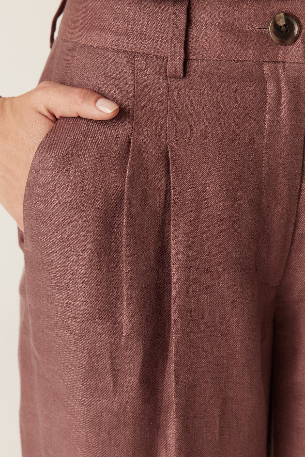 Evelyn Linen Pant -Berry