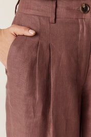Evelyn Linen Pant -Berry