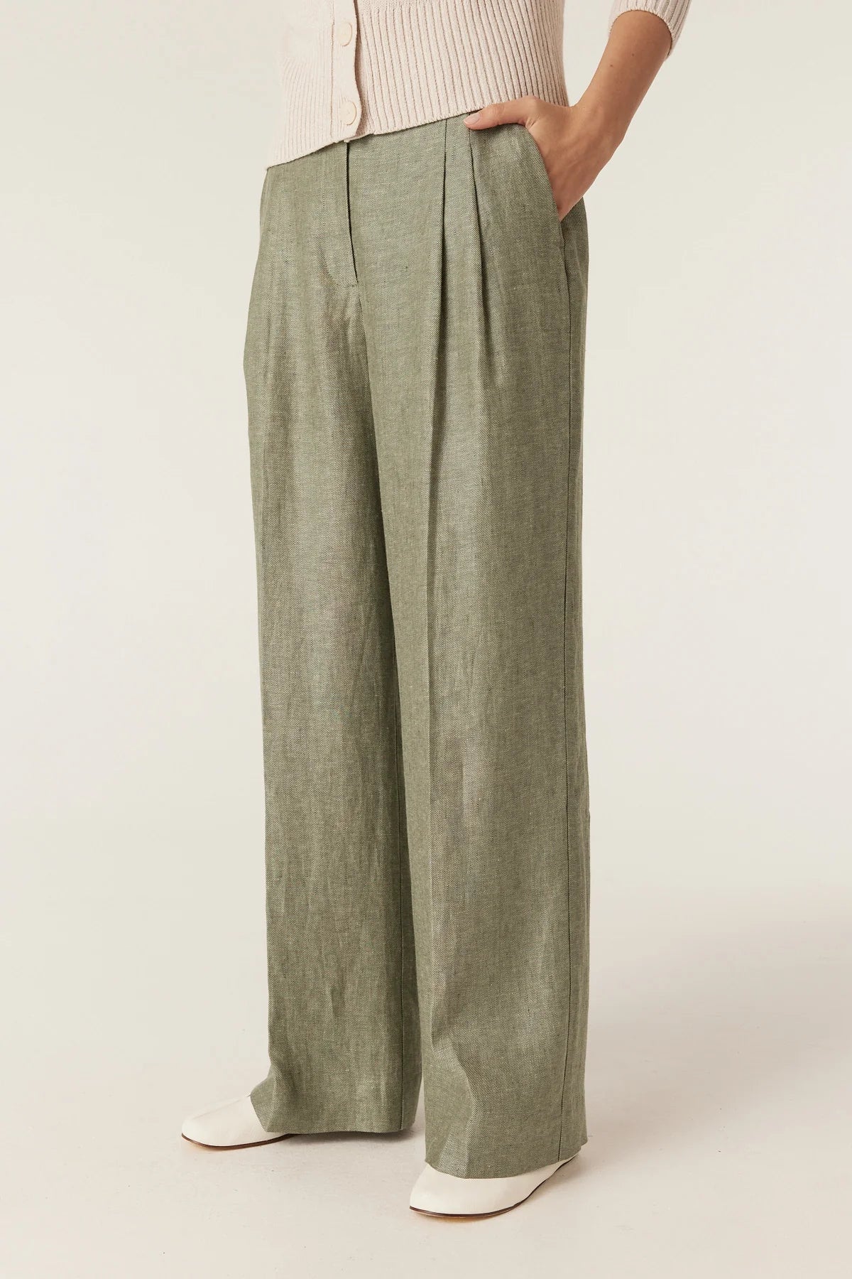 Evelyn Linen Pant - Green