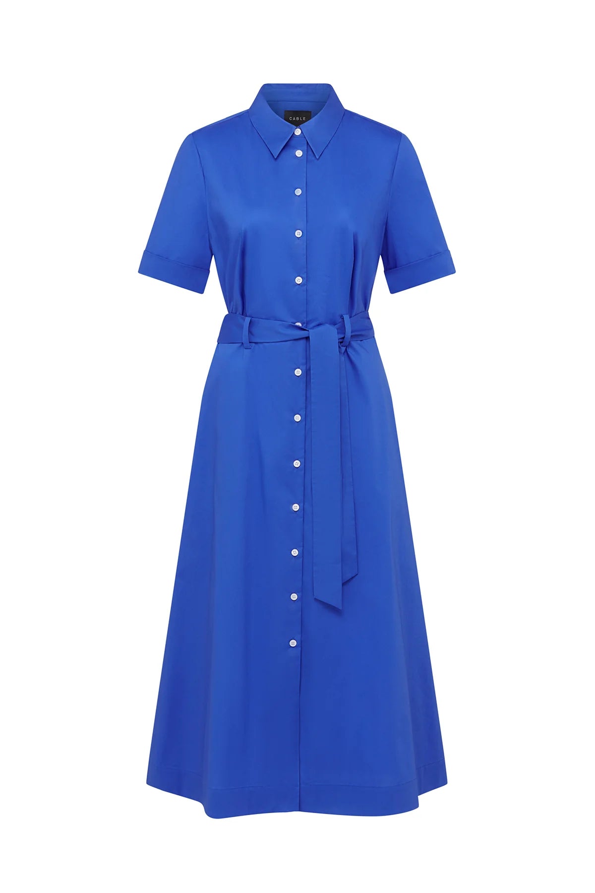 Lina Cotton Shirt Dress -Bright Cobalt