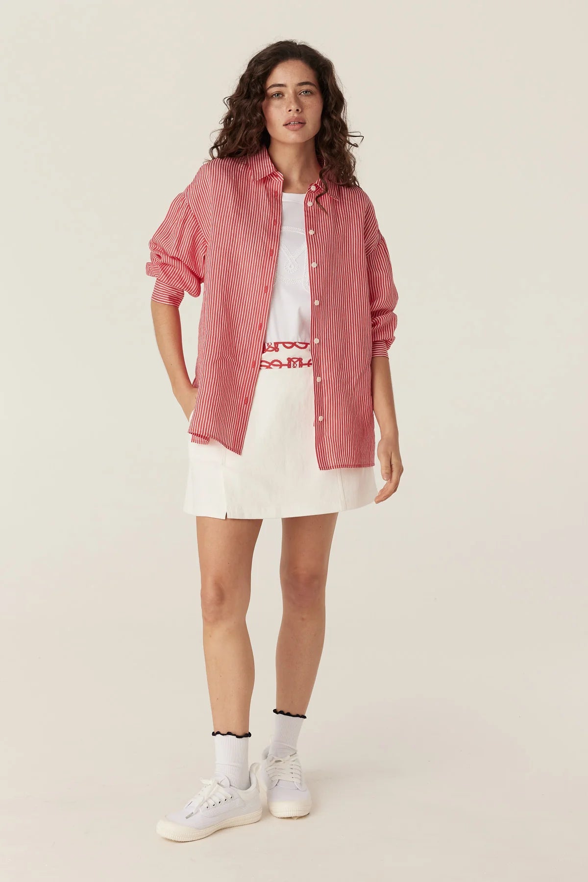 Castela Stripe Shirt -Red