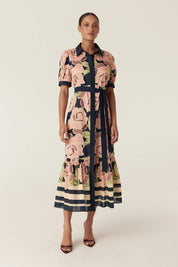 Evita Maxi Dress- Plum Rose Print