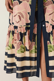 Evita Maxi Dress- Plum Rose Print