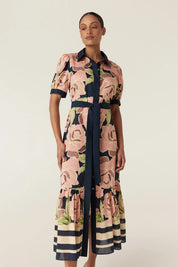 Evita Maxi Dress- Plum Rose Print
