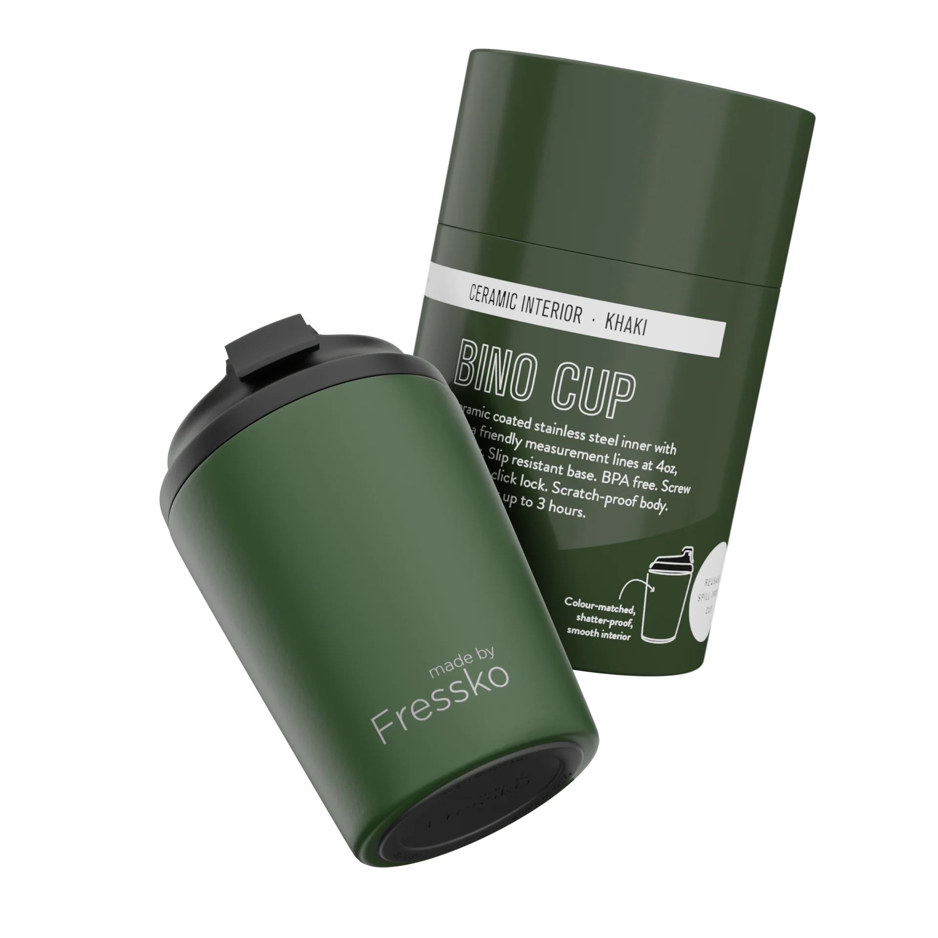 Ceramic Bino Cup 8oz-Khaki