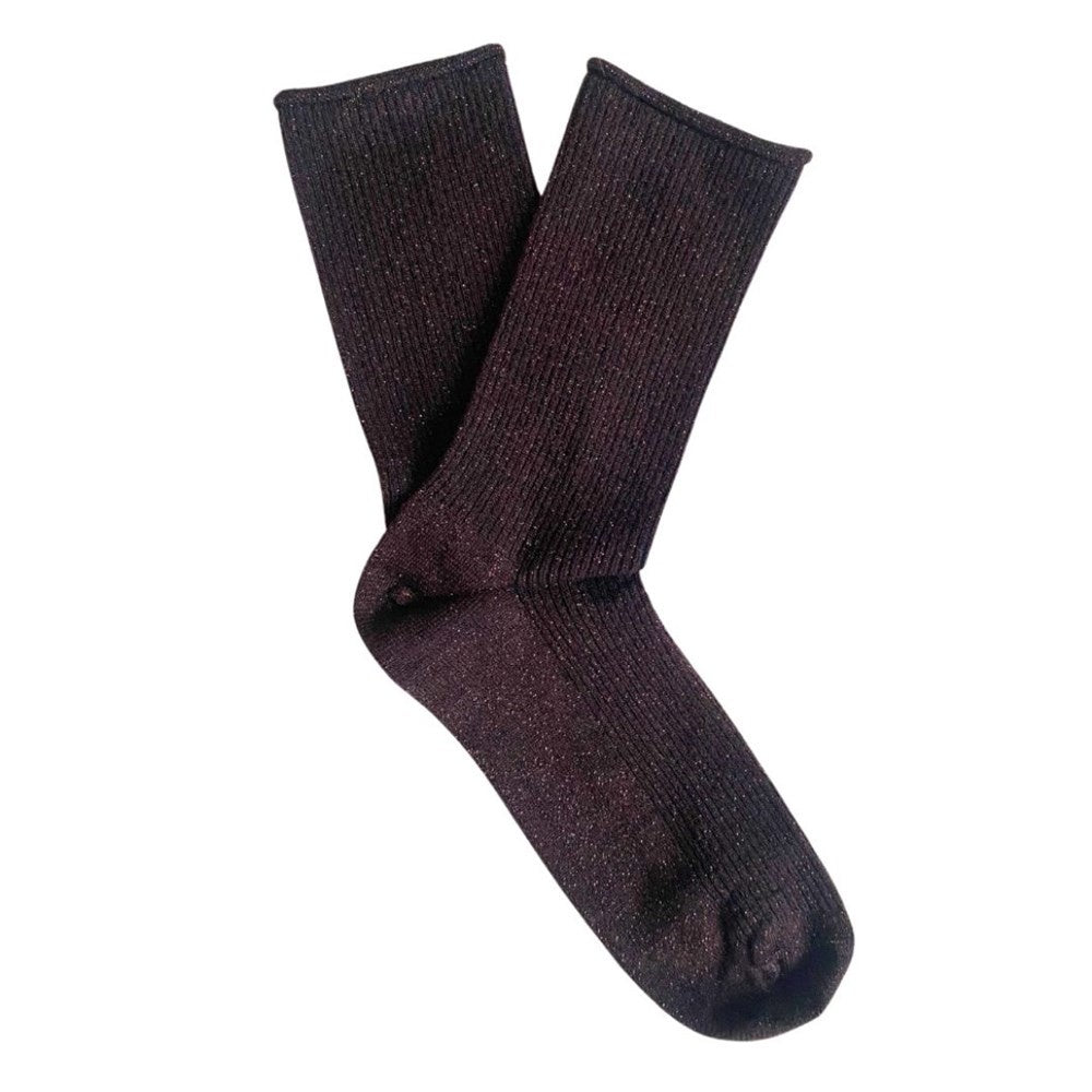 KLUE Glitter Lurex Socks - Chocolate Dark Brown