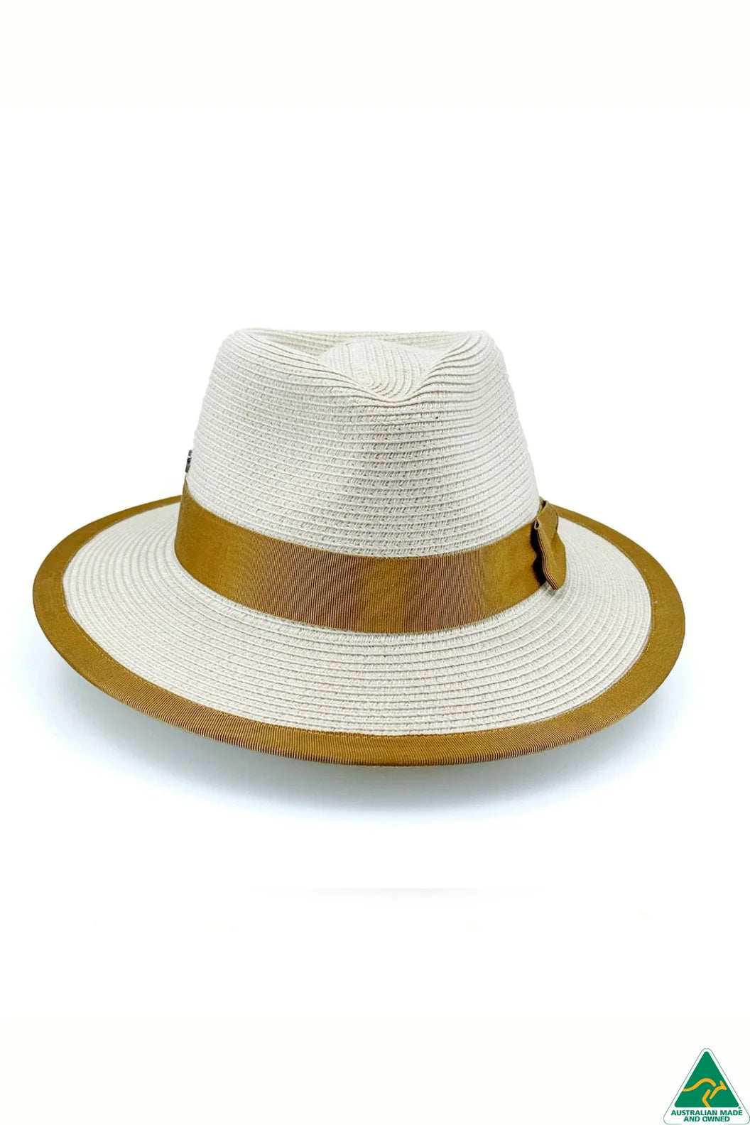 Boston Fedora- Beige & Caramel