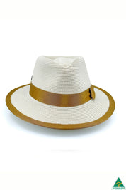 Boston Fedora- Beige & Caramel