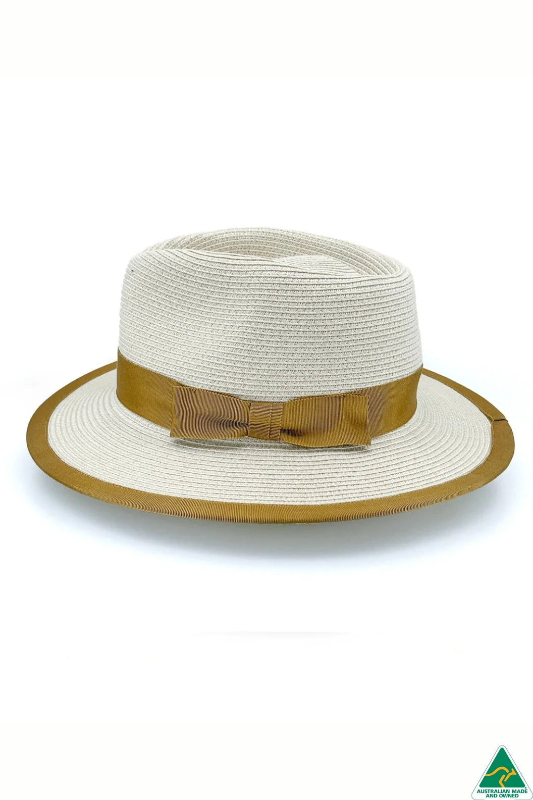 Boston Fedora- Beige & Caramel