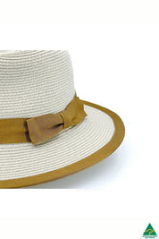 Boston Fedora- Beige & Caramel