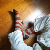 KLUE Merino Wool Sock- Beige & Orange Stripe