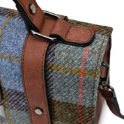 The Medium Satchel- Chestnut & Blue Tartan