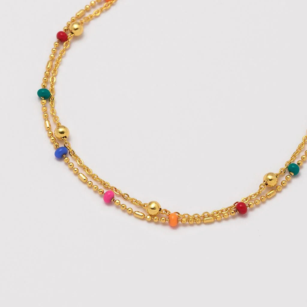 Double Chain Rainbow Enamel Beaded Bracelet - Presence Hamilton