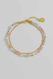Mini Mixed Gemstone Duo Chain Bracelet