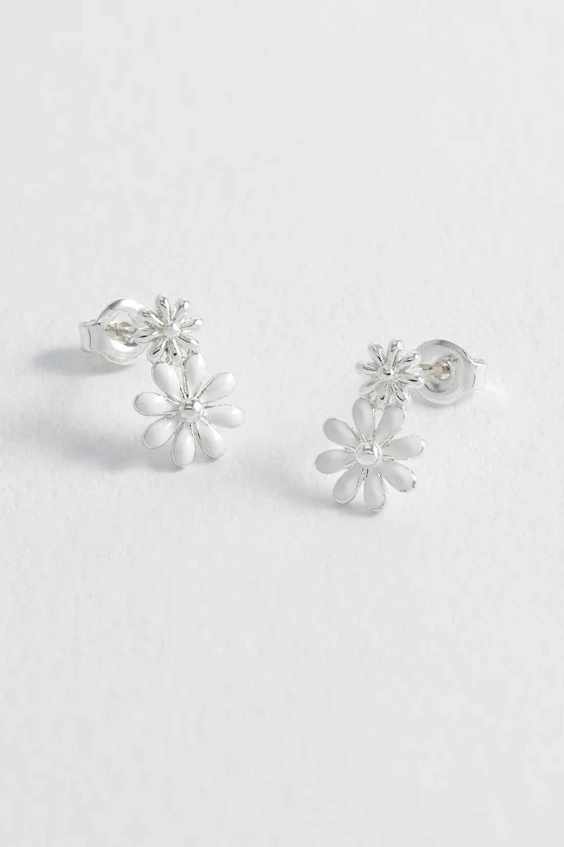 White Enamel Double Flower Studs