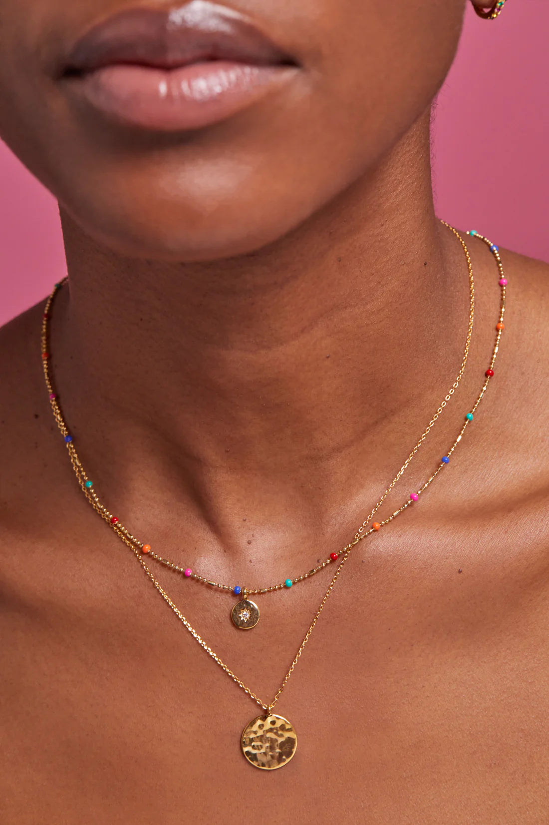 Rainbow Beaded Pendant Necklace