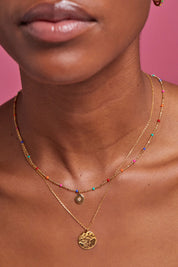 Rainbow Beaded Pendant Necklace