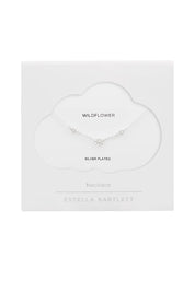 Triple Flower White Enamel Necklace- Silver Plated