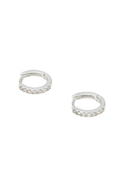 Pave Set Hoop Earrings Silver