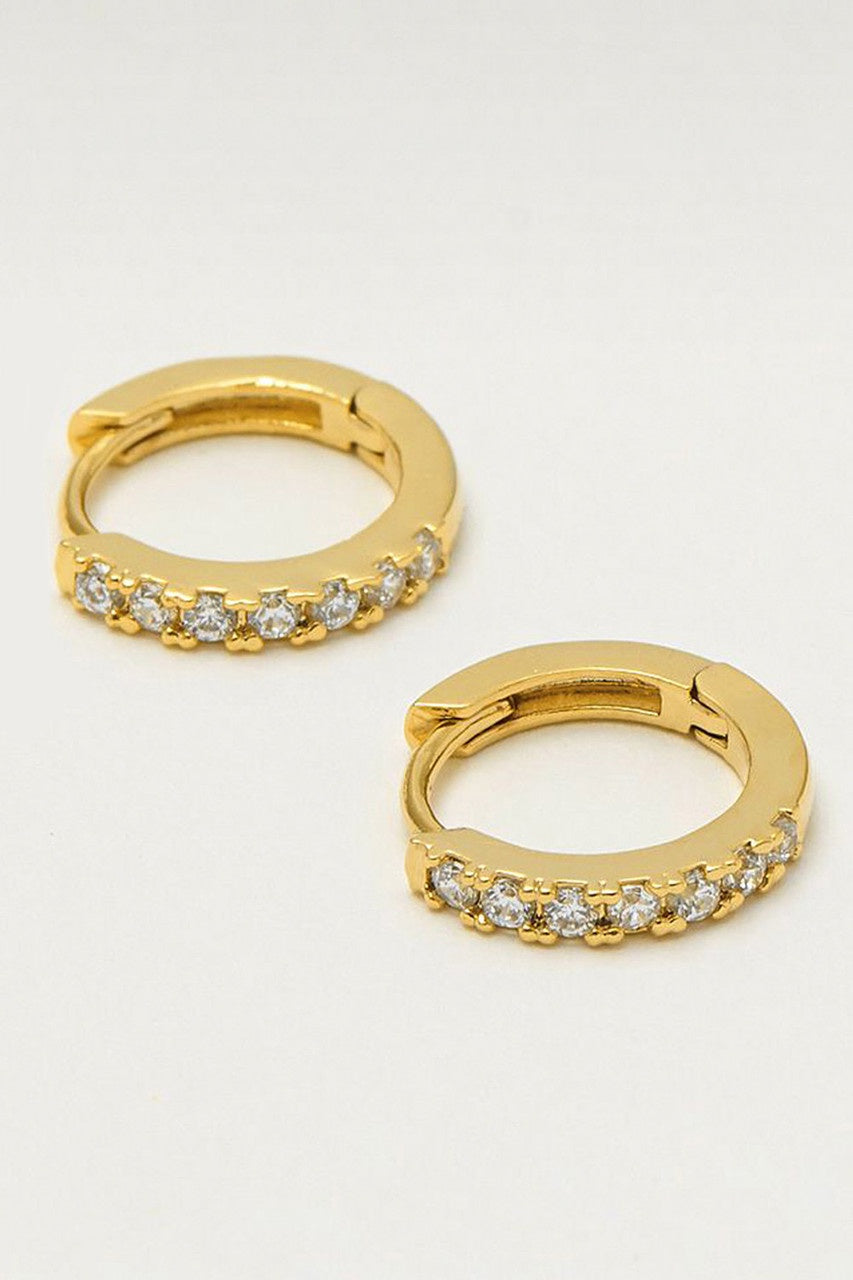 Pave Set Hoop Earrings Gold
