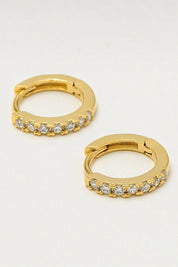 Pave Set Hoop Earrings Gold