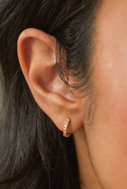 Pave Set Hoop Earrings Gold