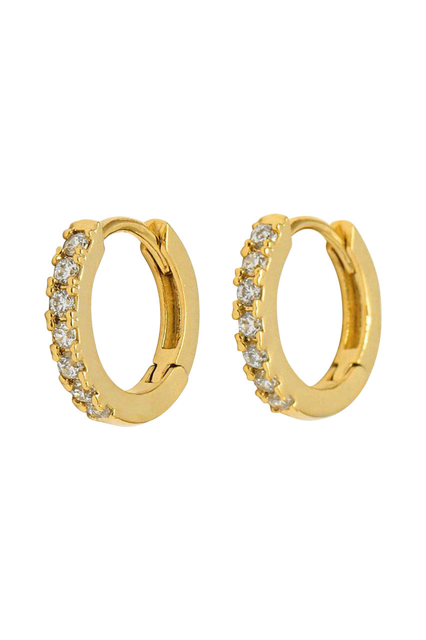 Pave Set Hoop Earrings Gold