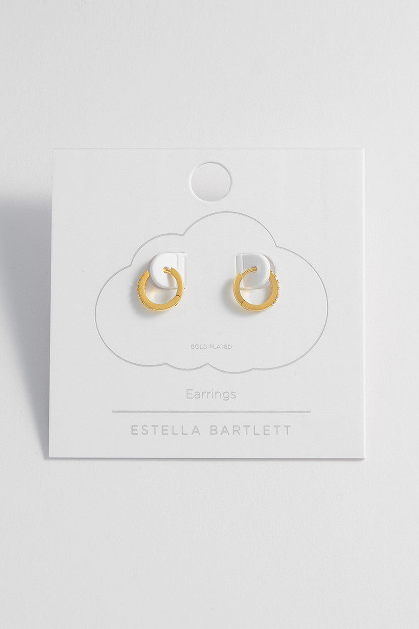 Pave Set Hoop Earrings Gold