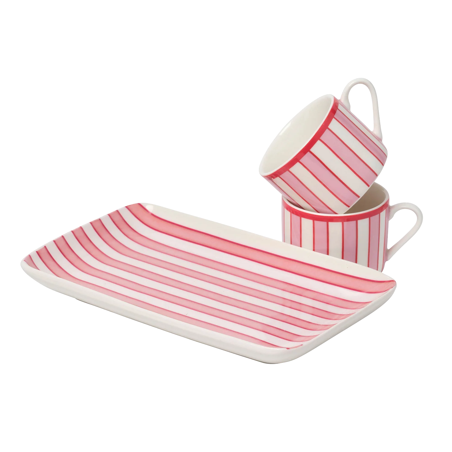 Red Striped Espresso Cup Set