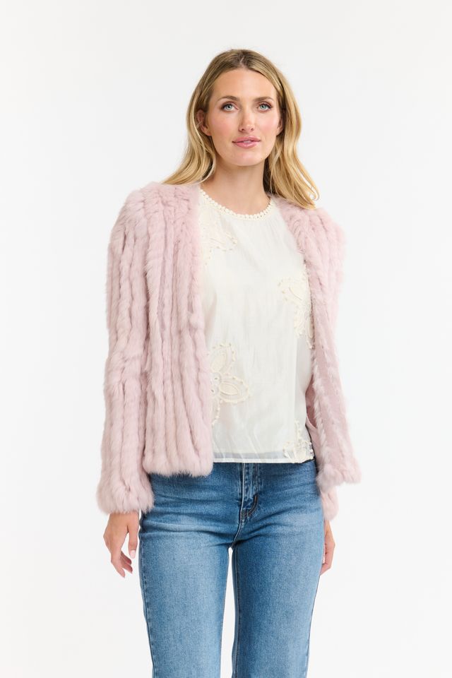 365 Days Fur Cropped Jacket - Tea Rose