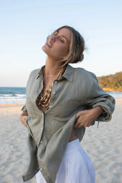 Hut Linen Shirt- Biscuit