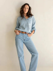 Hut Linen Shirt- Breeze Blue