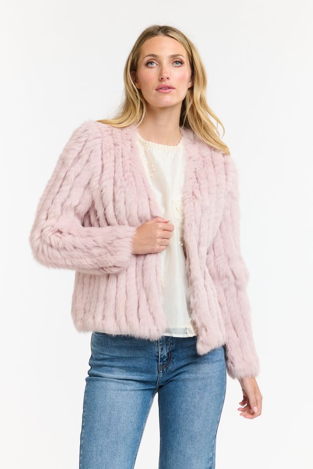 365 Days Fur Cropped Jacket - Tea Rose