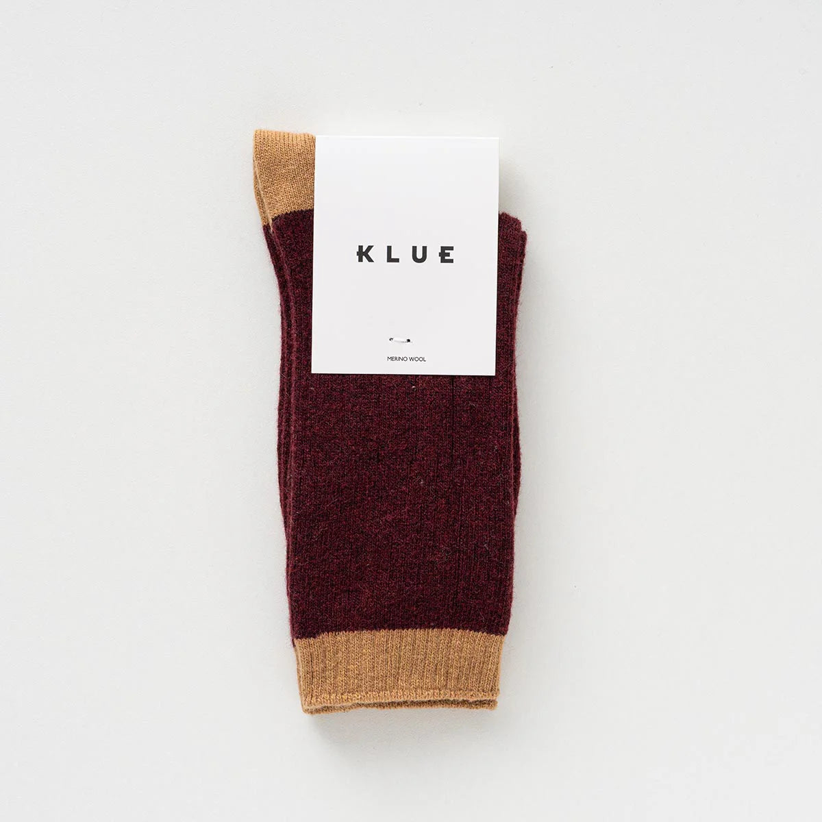 KLUE Merino Wool Sock - Burgundy & Caramel