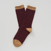 KLUE Merino Wool Sock - Burgundy & Caramel