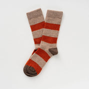KLUE Merino Wool Sock- Beige & Orange Stripe